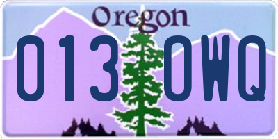 OR license plate 013OWQ