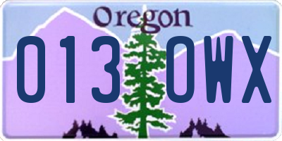 OR license plate 013OWX
