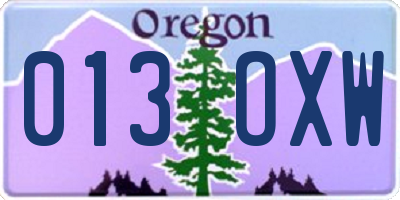 OR license plate 013OXW