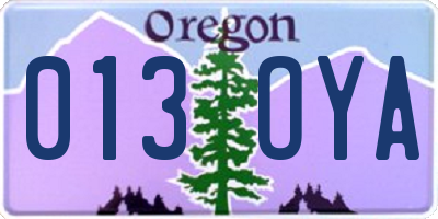 OR license plate 013OYA