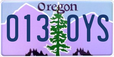 OR license plate 013OYS
