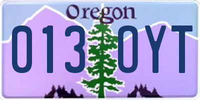 OR license plate 013OYT