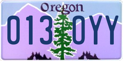 OR license plate 013OYY
