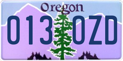 OR license plate 013OZD