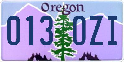 OR license plate 013OZI