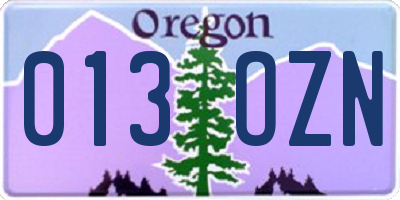 OR license plate 013OZN