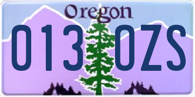 OR license plate 013OZS