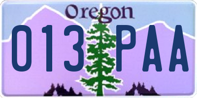 OR license plate 013PAA