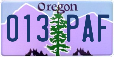 OR license plate 013PAF