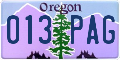 OR license plate 013PAG