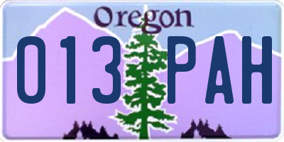 OR license plate 013PAH