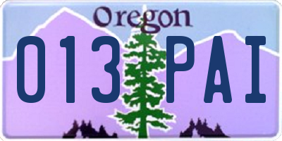 OR license plate 013PAI
