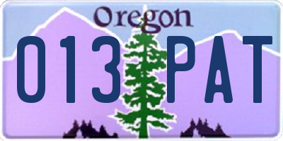 OR license plate 013PAT