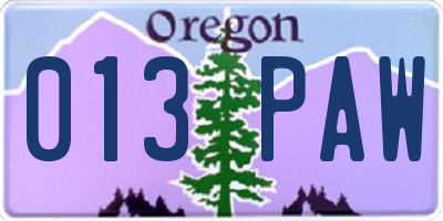 OR license plate 013PAW