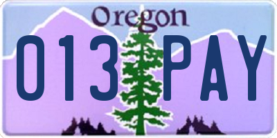 OR license plate 013PAY