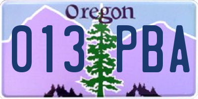 OR license plate 013PBA