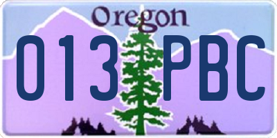 OR license plate 013PBC