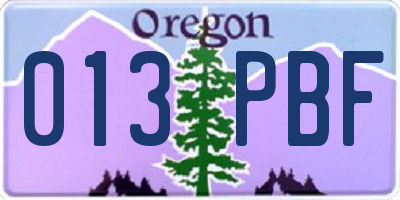 OR license plate 013PBF
