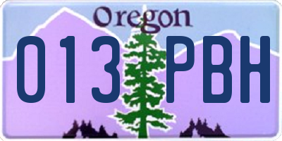 OR license plate 013PBH