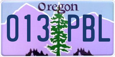 OR license plate 013PBL