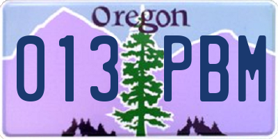 OR license plate 013PBM