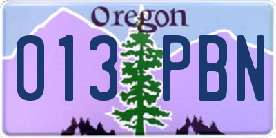 OR license plate 013PBN