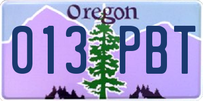 OR license plate 013PBT