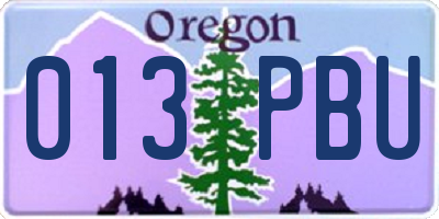 OR license plate 013PBU