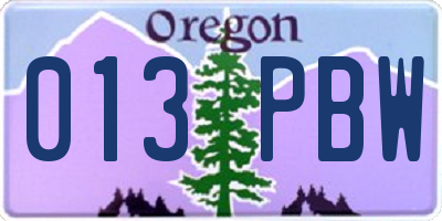 OR license plate 013PBW