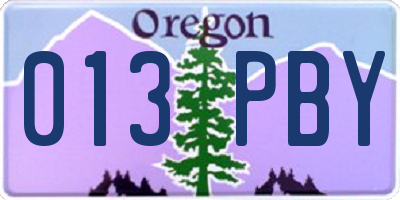 OR license plate 013PBY