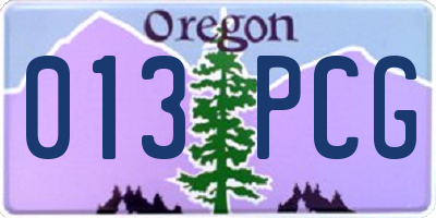 OR license plate 013PCG
