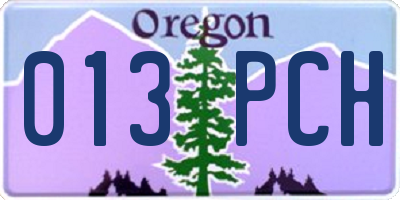 OR license plate 013PCH