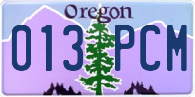 OR license plate 013PCM