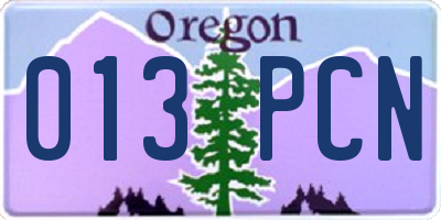 OR license plate 013PCN