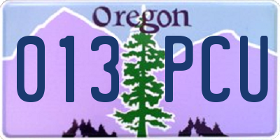 OR license plate 013PCU