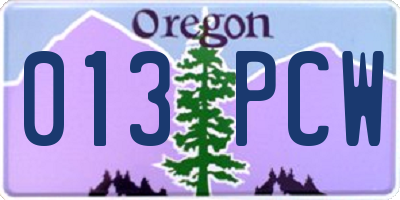 OR license plate 013PCW