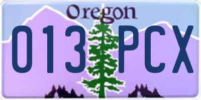 OR license plate 013PCX