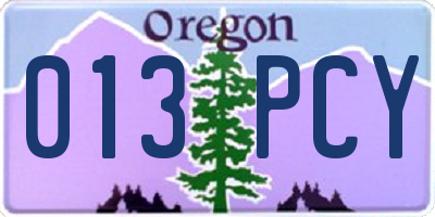 OR license plate 013PCY