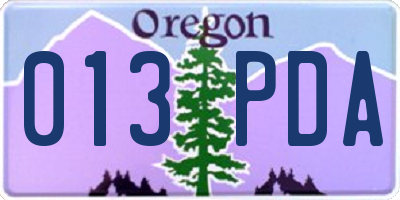OR license plate 013PDA