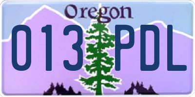 OR license plate 013PDL