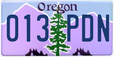 OR license plate 013PDN