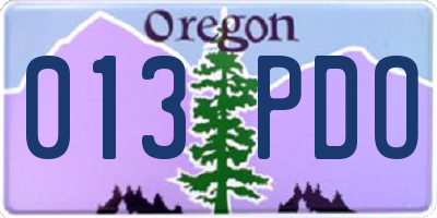 OR license plate 013PDO