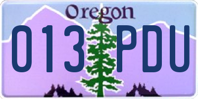 OR license plate 013PDU