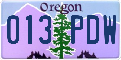 OR license plate 013PDW