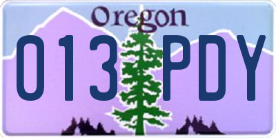 OR license plate 013PDY