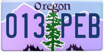OR license plate 013PEB