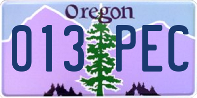 OR license plate 013PEC