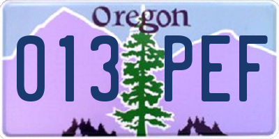 OR license plate 013PEF