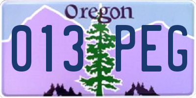OR license plate 013PEG