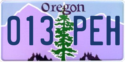 OR license plate 013PEH